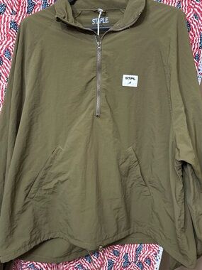 Staple Olive Half-Zip Windbreaker Pullover